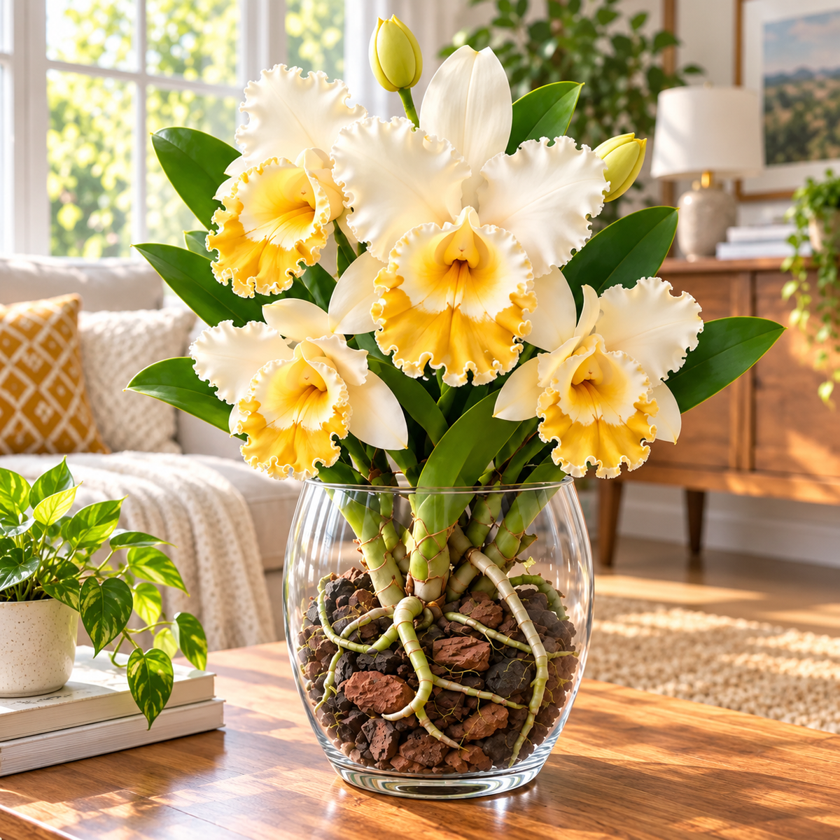 🌸Rare Ruffled Cattleya Orchid – Rooted Pseudobulbs | Spectacular Exotic Blooms💜