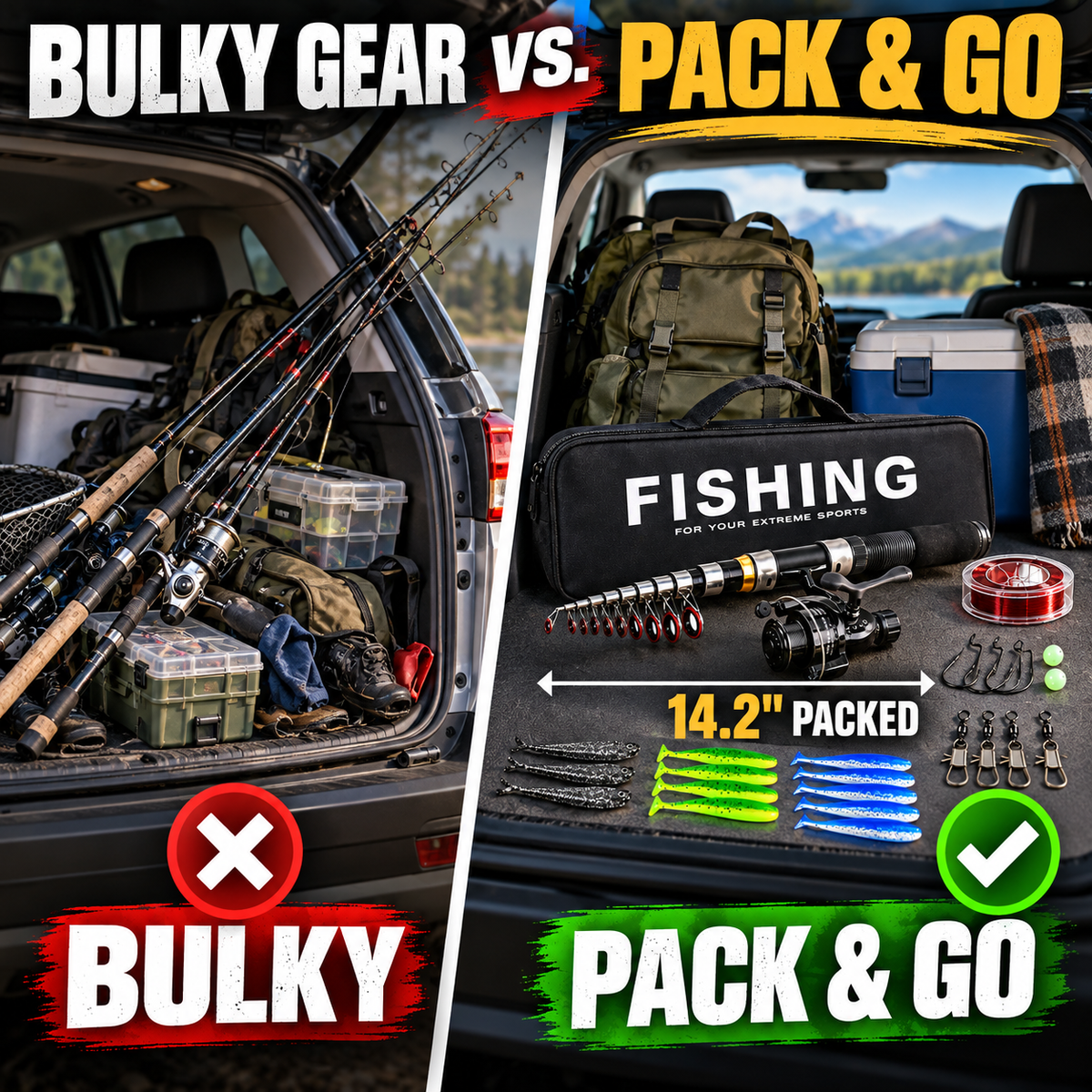 ๐ฃ 50% OFFโจ๐ Complete Travel Fishing Gear SetโTelescopic Fiberglass Rod with Storage Bag ๐