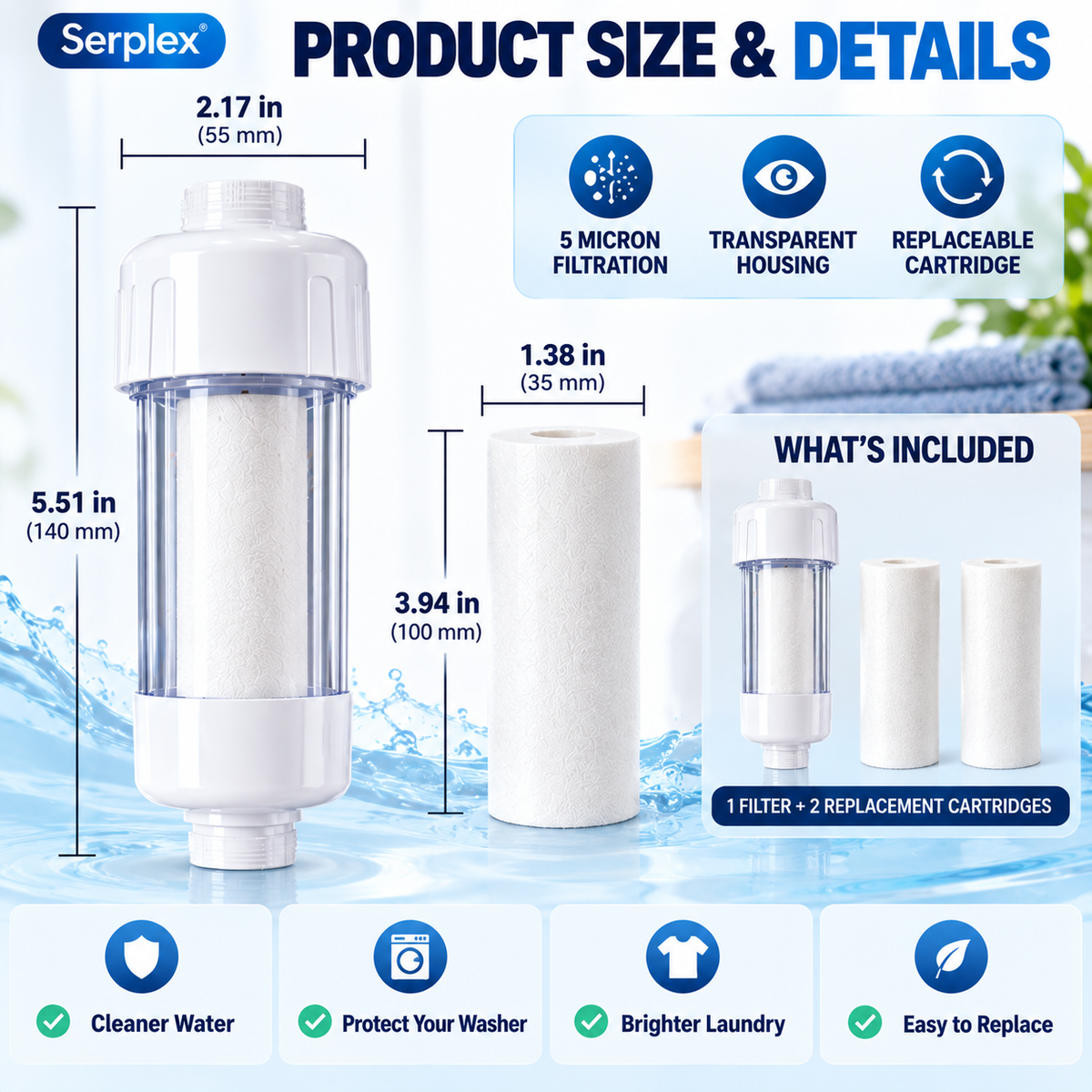 💧 50% OFF🧺 Serplex Washing Machine Water Filter✨ 3-Pack, Clean & Protect