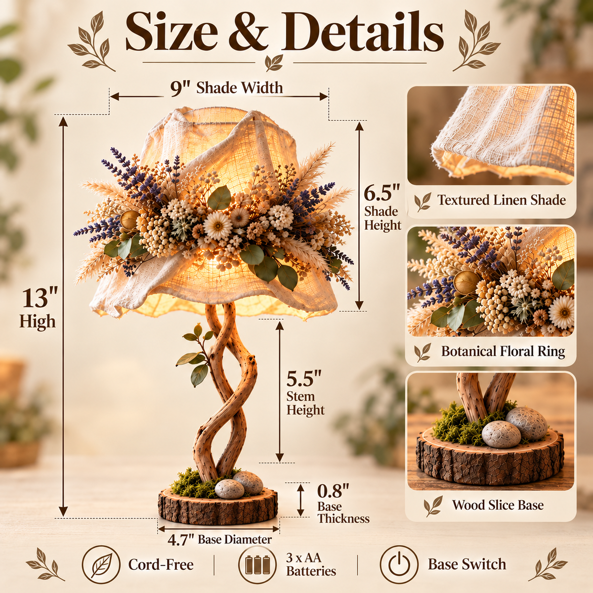 💥 50% OFF🌿 Botanical Woodland Table Lamp✨ Warm Glow & Nature-Inspired Decor