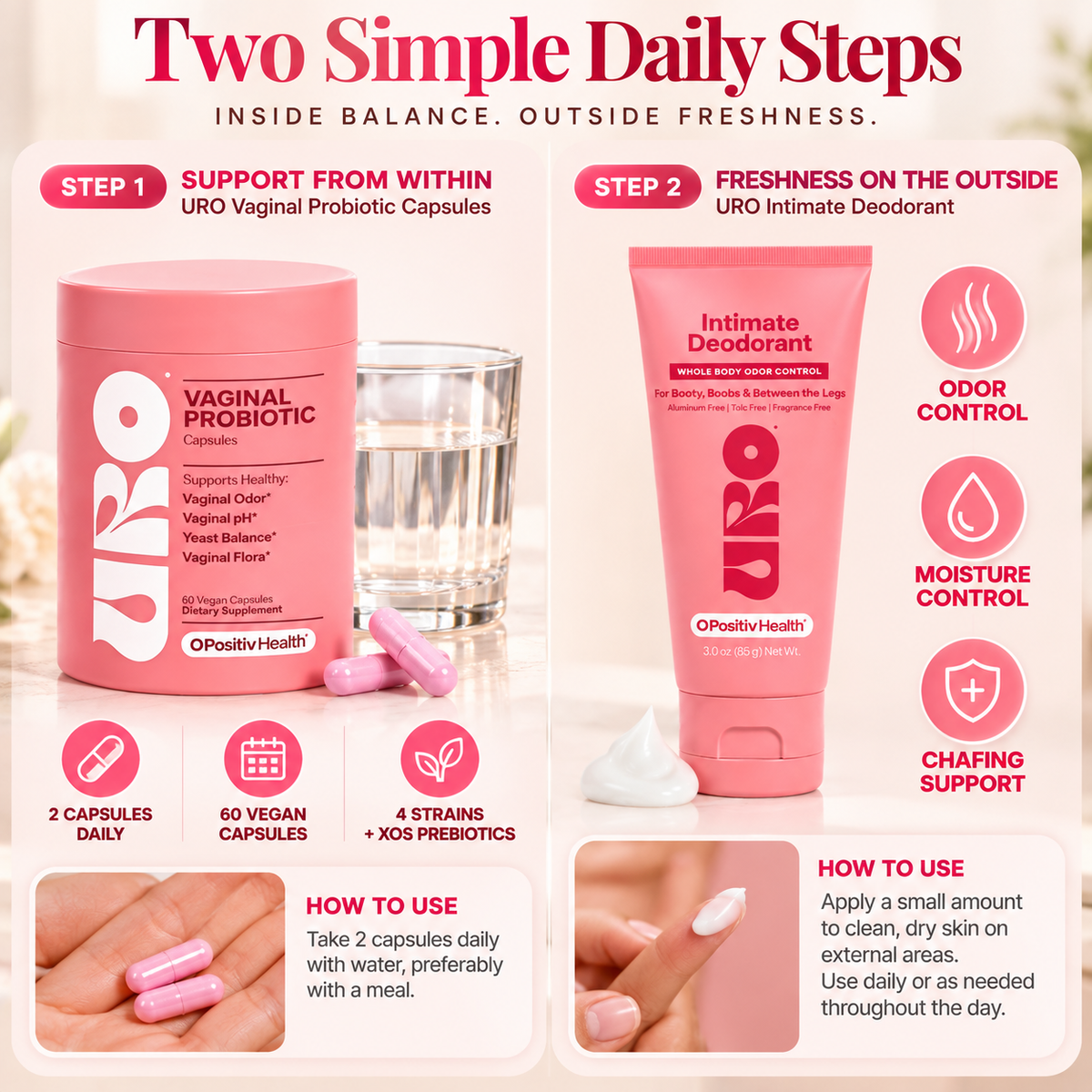🌸 Limited-time promotion | Vaginal Probiotic + Intimate Deodorant Duo | pH Balance, Odor & Moisture Support