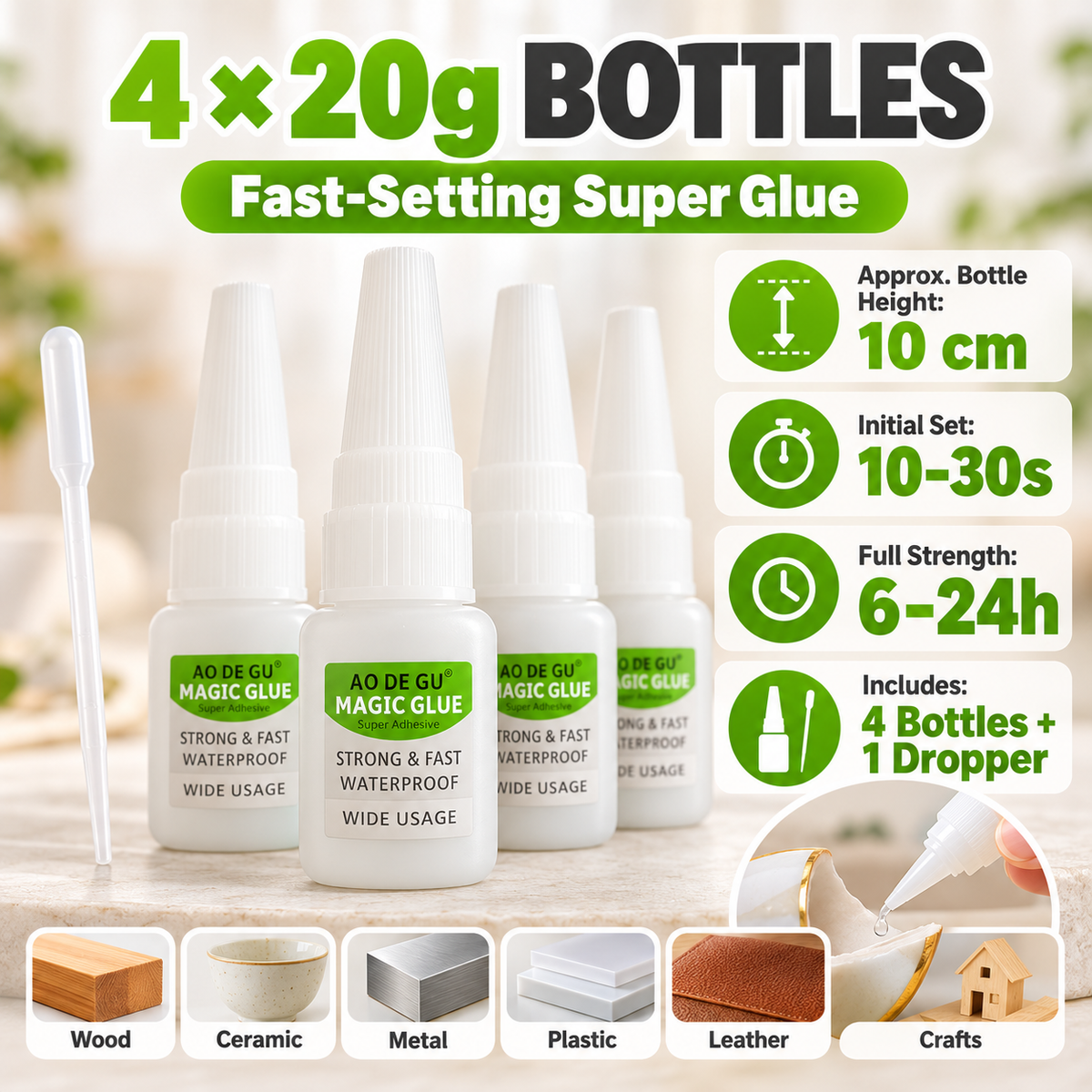 ⚡ LIMITED TIME DEAL | 4PCS Quick-Set Super Glue ✨ Repair It Fast. Keep Using It.