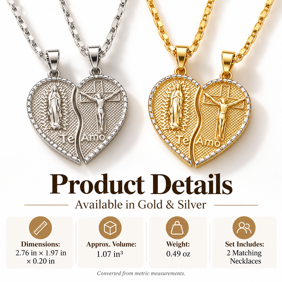 🔥 Limited Time Offer 2PC 18K Split Heart Necklace Set✨ Split Heart Design, Gift-Ready for Two