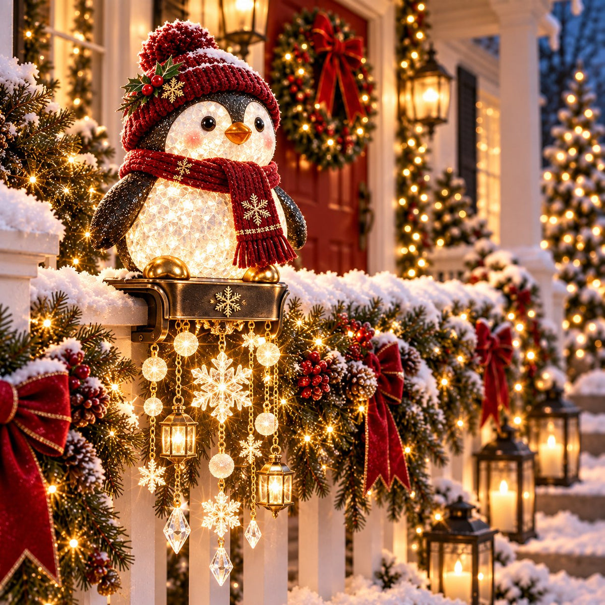 🔥Limited Time-50% OFF🎅 Christmas Porch Railing Lights✨ 4 Festive Characters, Bright & Cheerful