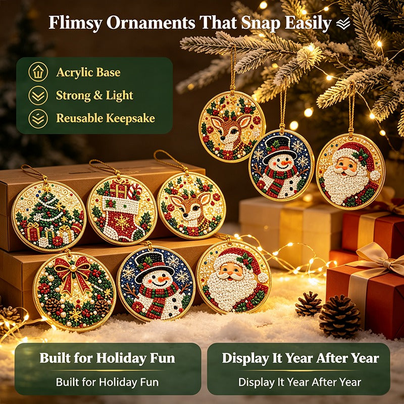⚡ 50% OFF🎄 6/12 Pcs Christmas DIY Diamond Painting Ornament Kit✨ Xmas Tree Hanging Pendant