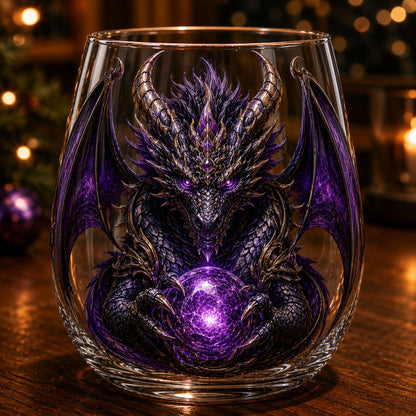 🔥Limited Time-50% OFF🐉 Mythic Dragon Glass Cup✨ Raised Fantasy Art for Whiskey & Décor