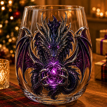 🔥Limited Time-50% OFF🐉 Mythic Dragon Glass Cup✨ Raised Fantasy Art for Whiskey & Décor