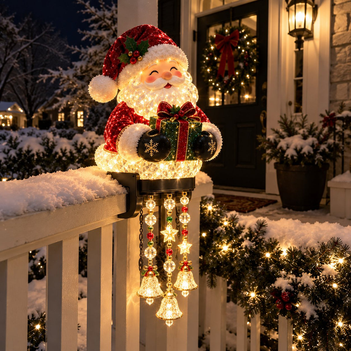 🔥Limited Time-50% OFF🎅 Christmas Porch Railing Lights✨ 4 Festive Characters, Bright & Cheerful