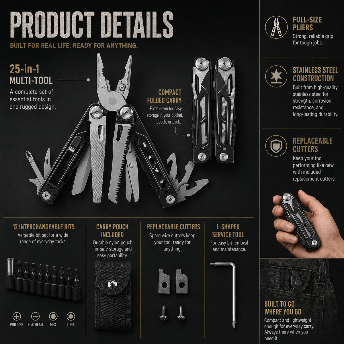 🔥Limited Time 49% OFF⚡25-in-1 Stainless Steel EDC Multi-Tool🔧