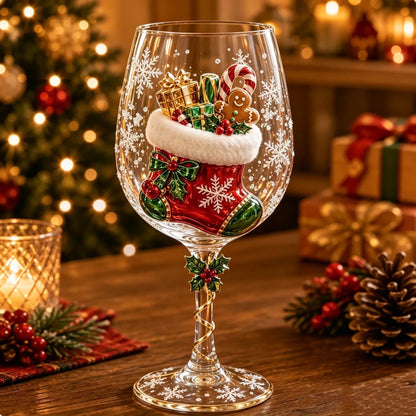 🎄 Christmas Hosting Essential | 6-Piece Festive 3D Wine Glass Gift Set