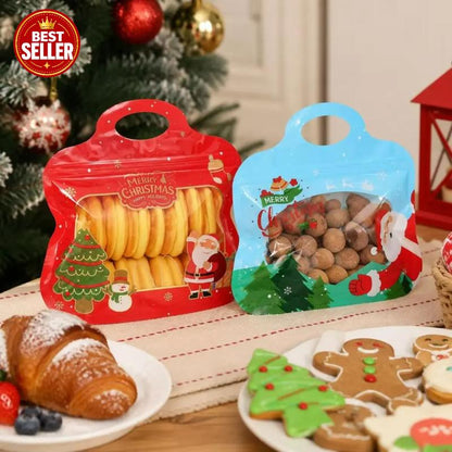 🎁Easy Fill, Easy Seal🎄 Festive Self-Seal Treat Bags – Santa & Snowman Print | Resealable, Food-Safe & Perfect for Cookies, Chocolates & Little Gifts⛄