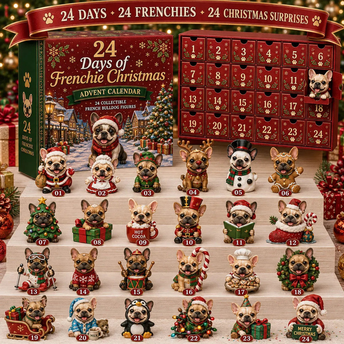 🔥 Limited Time-50% Off🐶 24-Day Frenchie Christmas Advent Calendar✨ 24 Characters & Daily Surprises