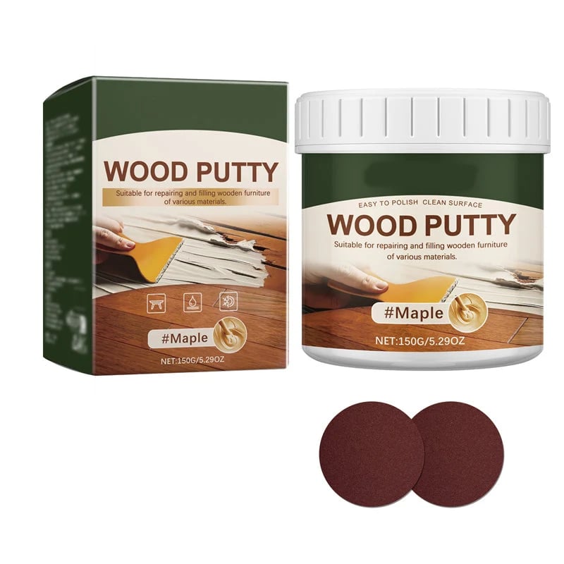 🟫 Wood Repair Filler Putty – Fills Cracks & Chips, Smooths Surfaces, Blends with Dark Wood