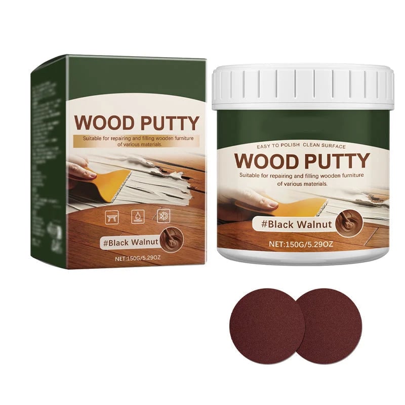 🟫 Wood Repair Filler Putty – Fills Cracks & Chips, Smooths Surfaces, Blends with Dark Wood