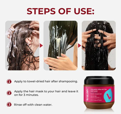 ECOLCHIPRO Collagen Shea Butter Hair Mask Deep Repair for Dry and Damaged Hair