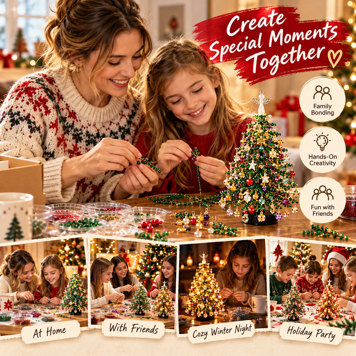 🎄 Create Your Own Holiday Magic – DIY Beaded Christmas Tree Kit with Angel Topper