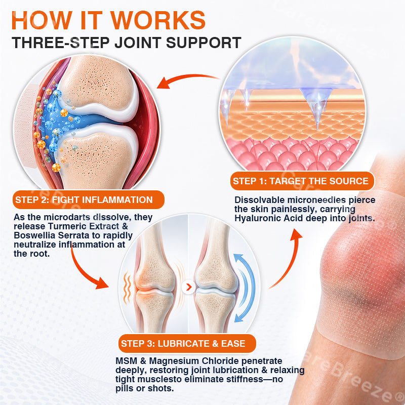 🦵✅Advanced Micro-Delivery Technology:CareBreeze® Pain-Relief Bone-Healing Microneedle Patch
