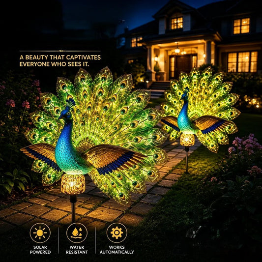🔥 Last Day 49% OFF 🦚Solar Peacock Garden Sculpture Light🌟Transform Your Outdoor Space🏡