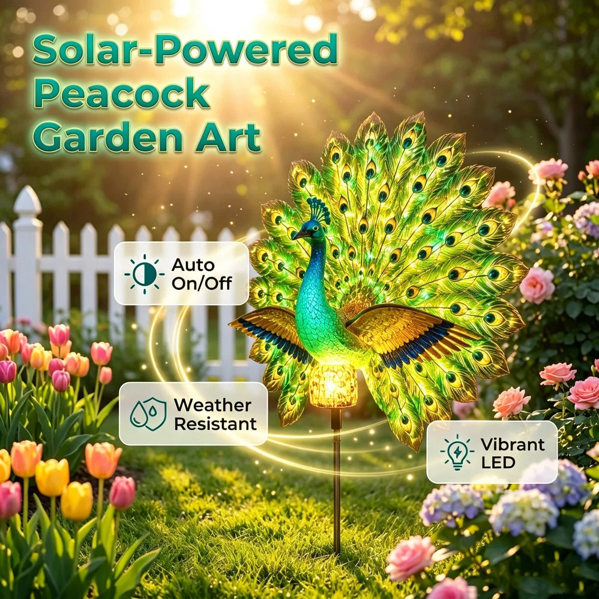 🔥 Last Day 49% OFF 🦚Solar Peacock Garden Sculpture Light🌟Transform Your Outdoor Space🏡