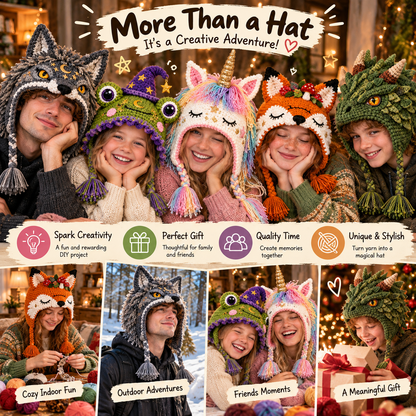 🔥Limited Time 50% OFF✨ Fantasy Animal Hood DIY Crochet Kit – Make Your Own Magical Hat