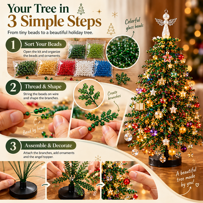 🎄 Create Your Own Holiday Magic – DIY Beaded Christmas Tree Kit with Angel Topper