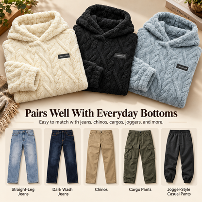 🔥Limited Time 50% OFF🔥Men's Fleece-Lined Jacquard Hooded Pullover — Warm Winter Casual Hoodie 🧥