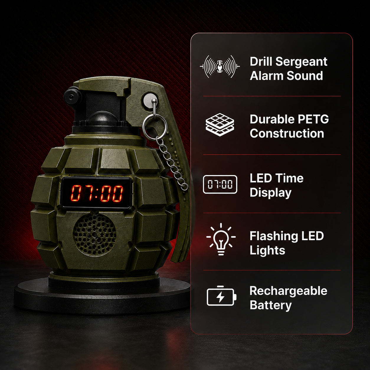 Early Drill™ Grenade Alarm Clock
