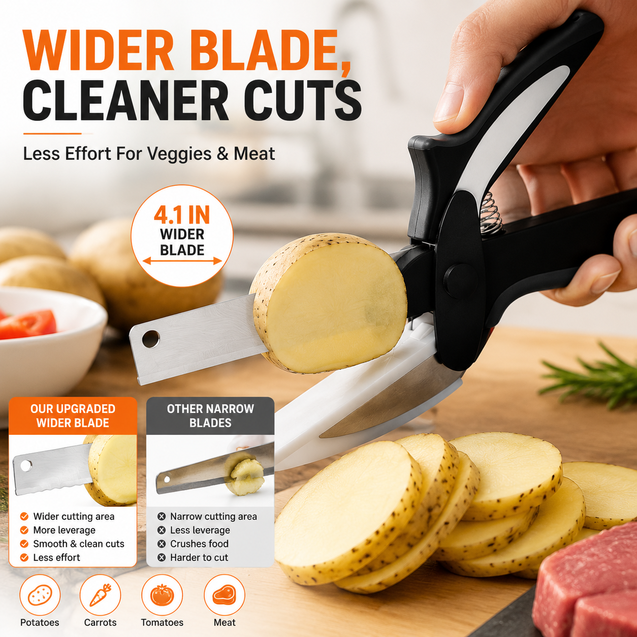 🥗 2-in-1 Kitchen Scissors & Cutting Board | Upgraded Wide Blade Food Prep Tool