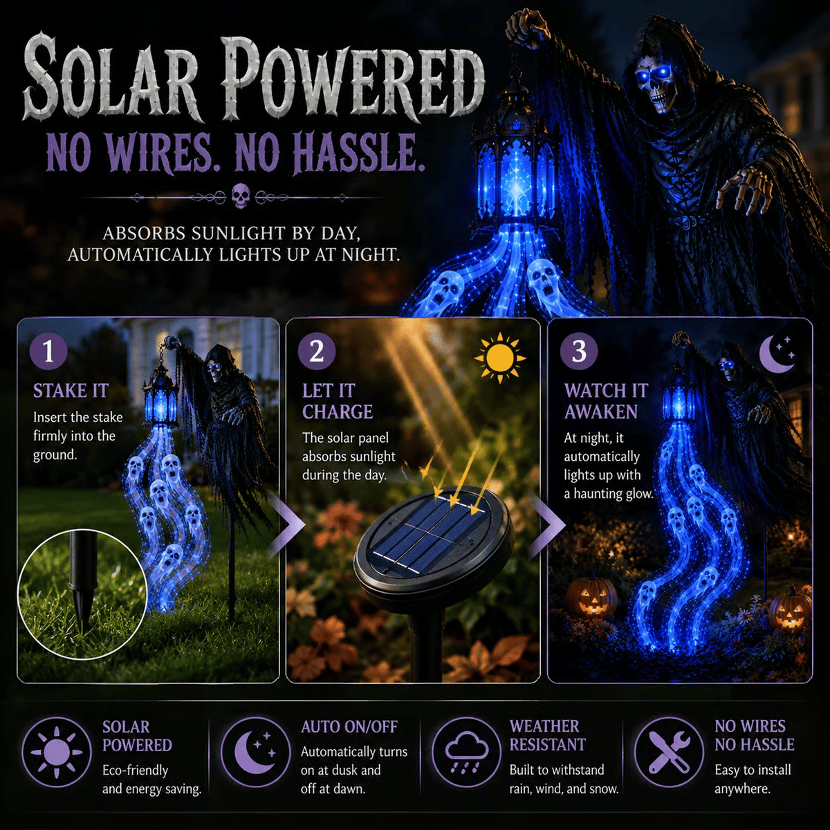 🎁 Today 49% OFF 🎁 💀 Halloween Soul Harvester Animated Garden Light✨