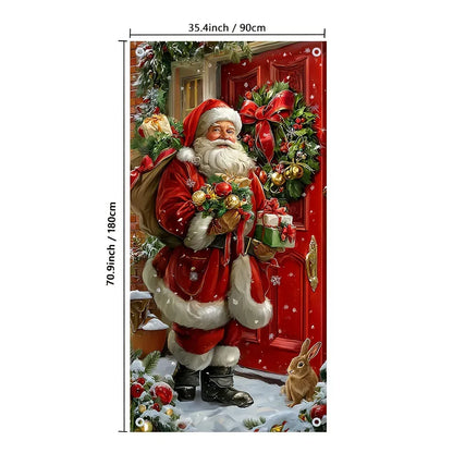 ✨⏳Only $11.99 Last Day Promotion🎄Christmas Santa Door Cover - Front Door Banner Decoration for Winter Holiday Supply✨