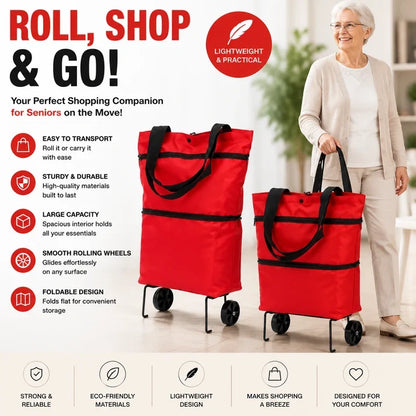 🔥HOT SALE 49% OFF🔥Foldable 2-in-1 Shopping Bag-ROLL.SHOP. GO EASY.