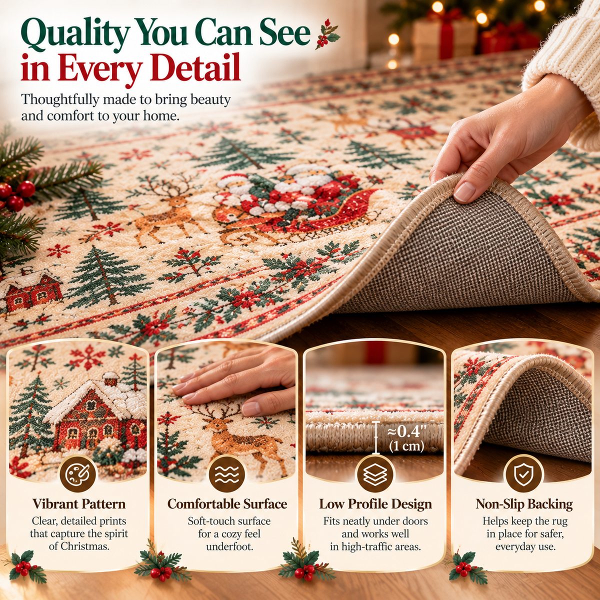 🎄 Bring Christmas Magic Home | Vintage Christmas Runner Rug – Festive Hallway & Entryway Decor