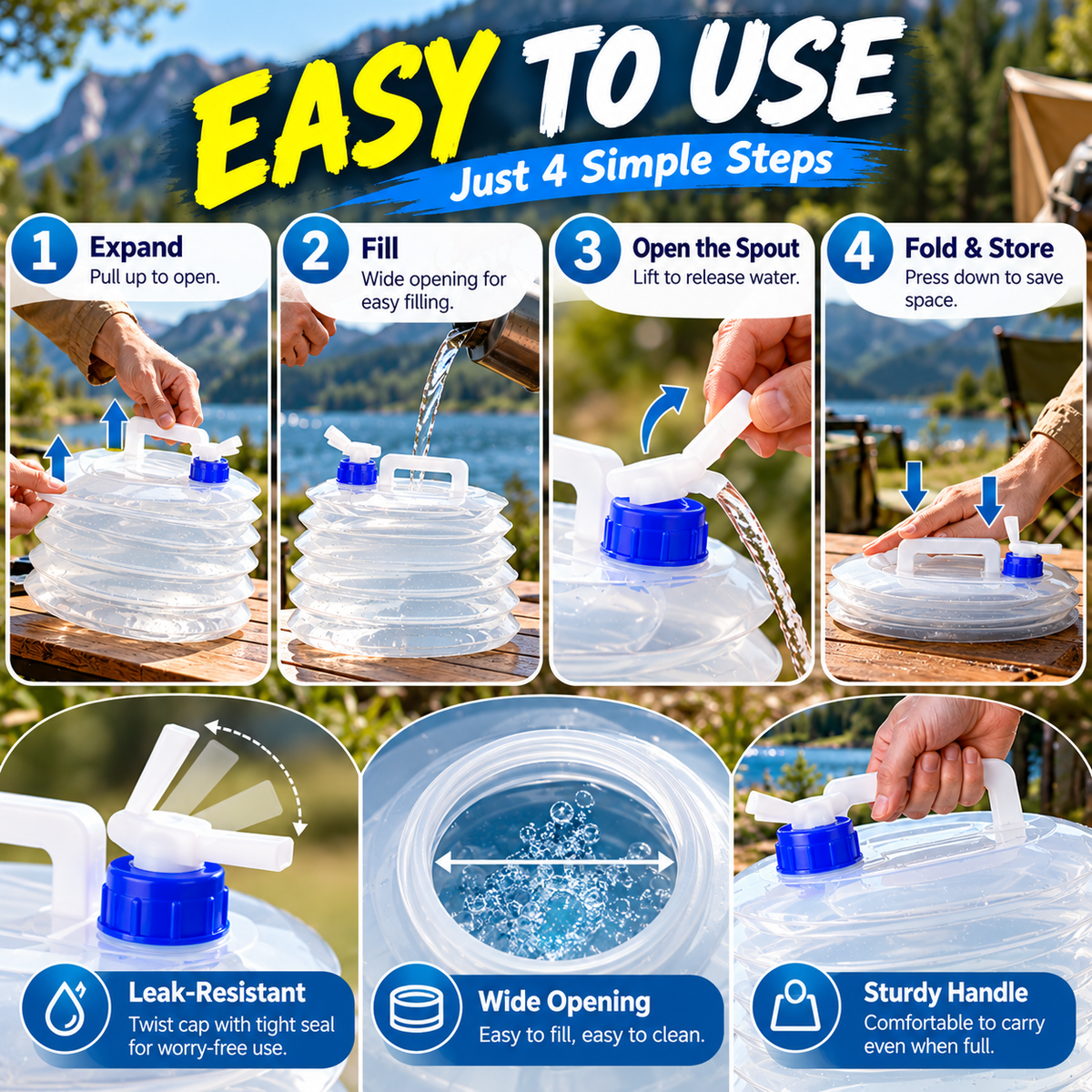 💥Limited Time 50% OFF🏆Foldable Camping Water Container – 5L/10L/15L Portable Water Bucket
