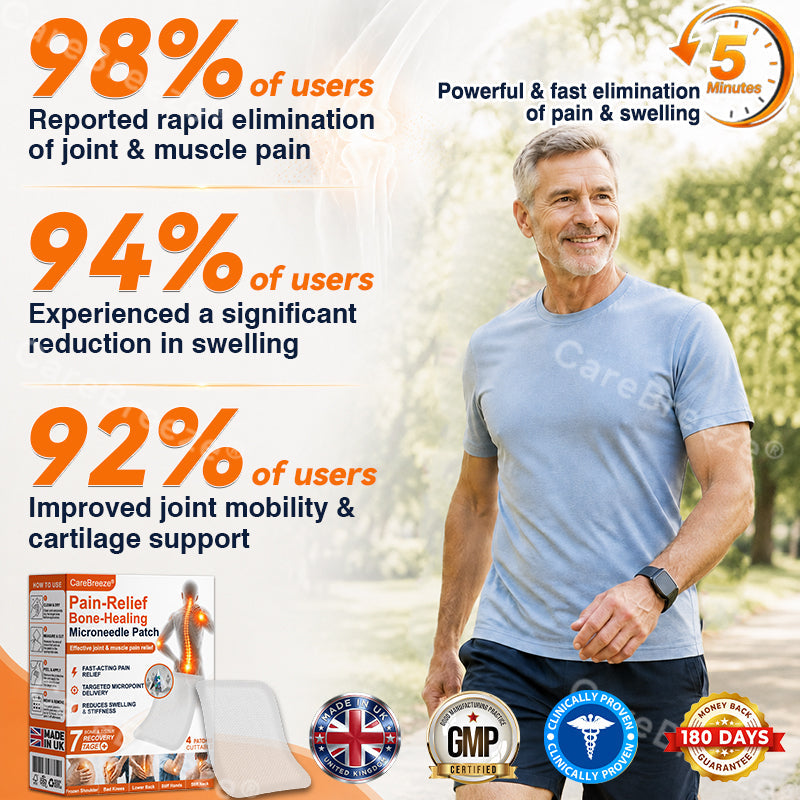 🦵✅Advanced Micro-Delivery Technology:CareBreeze® Pain-Relief Bone-Healing Microneedle Patch