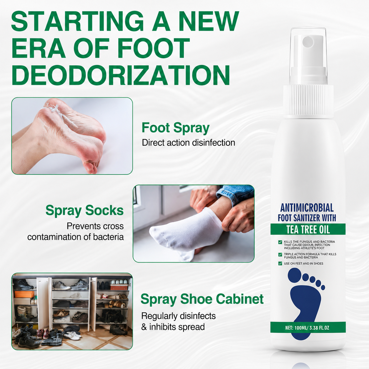Tea Tree Oil Foot Spray 🌿 - Moisturizing Deodorant for Fresh Feet 🦶✨