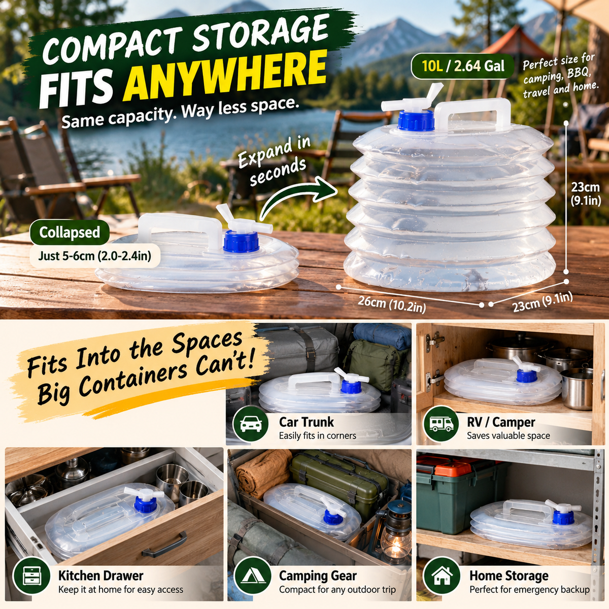 💥Limited Time 50% OFF🏆Foldable Camping Water Container – 5L/10L/15L Portable Water Bucket