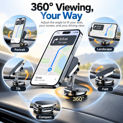 🔥 Limited Time Offer🚗 Foldable Magnetic Car Mount✨ Strong Magnet & 360° Rotation