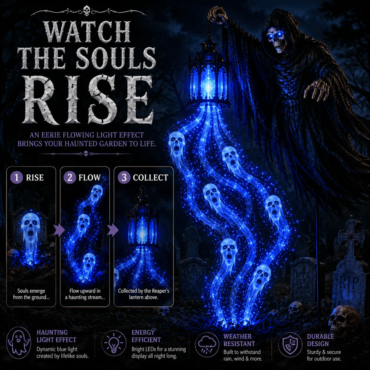 🎁 Today 49% OFF 🎁 💀 Halloween Soul Harvester Animated Garden Light✨