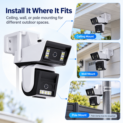🔥 Dual-Lens 1080P HD Outdoor WiFi Security Camera – AI Motion Tracking, 350° PTZ, Color Night Vision, Two-Way Audio & IP66 Waterproof