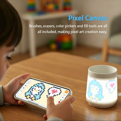 LED Pixel Smart Mug App‑Controlled DIY Animation Ceramic Cup Interactive Couple Gift