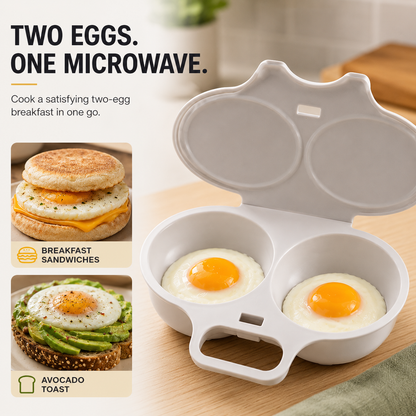 Microwave Dual‑Cavity Egg Poacher with Lid & Handle