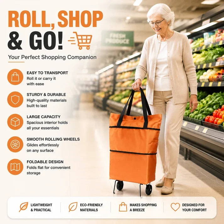 🔥HOT SALE 49% OFF🔥Foldable 2-in-1 Shopping Bag-ROLL.SHOP. GO EASY.