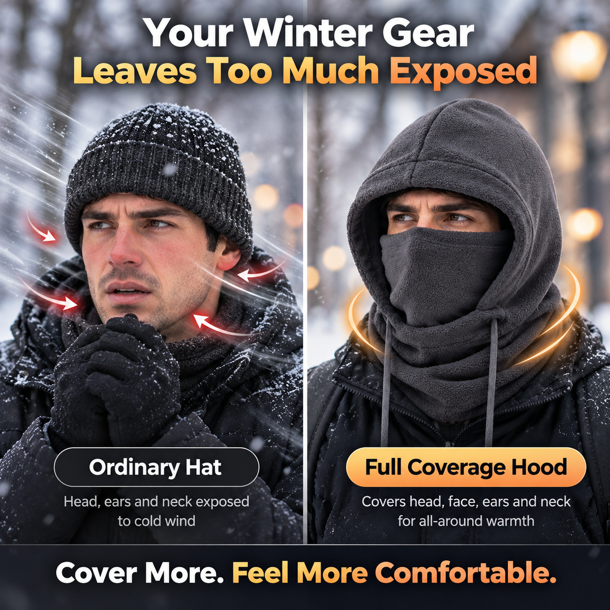 🔥2026 HOT SALE | 50K+ SOLD | 50% OFF🔥3-in-1 Winter Balaclava – Windproof Fleece, Head/Neck/Face/Ear Cover, Adjustable for Ski/Cycle🧣❄️