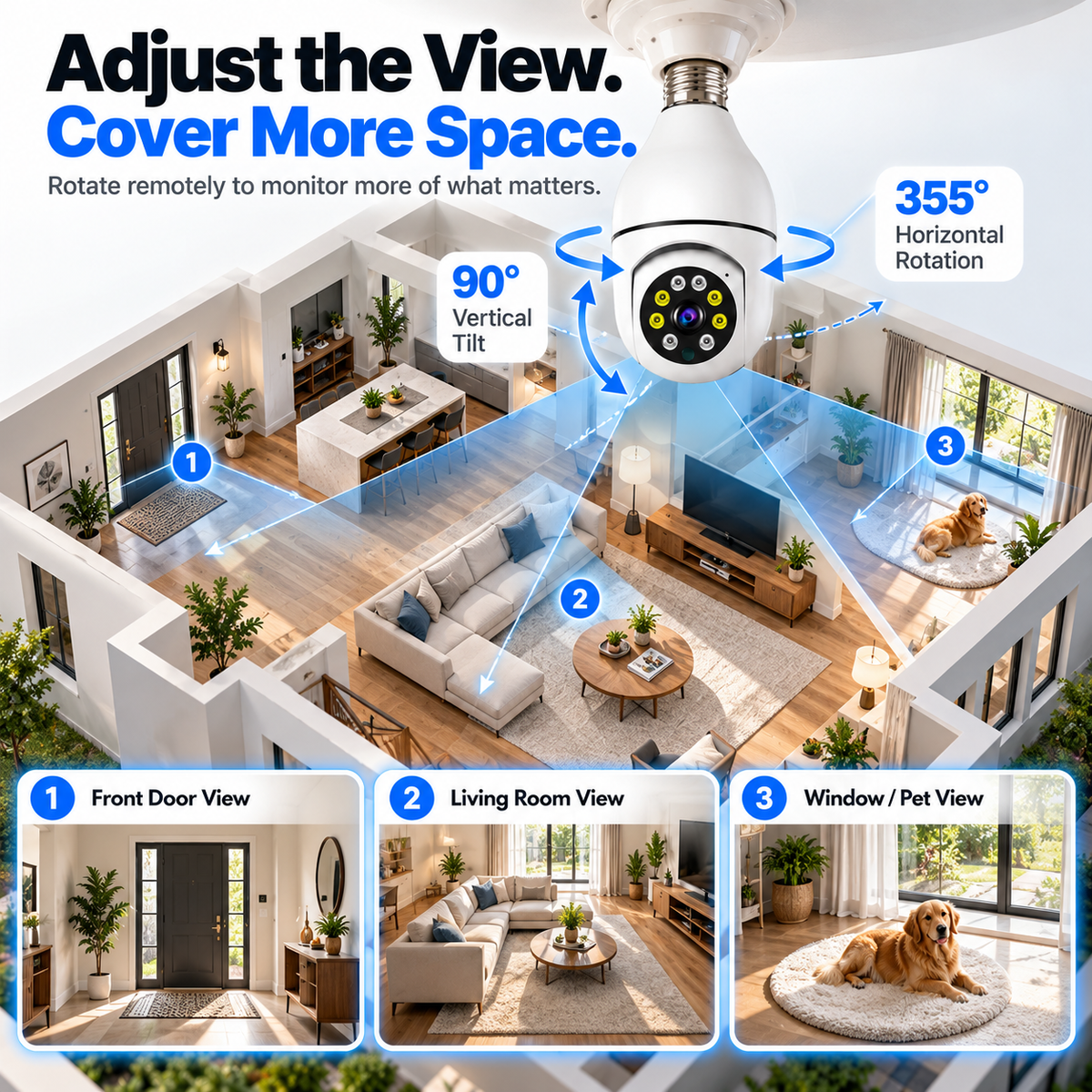 🔥 Limited-Time Sale | Light Bulb Security Camera – Easy Screw-In Installation, 360° Pan & Tilt, Night Vision, Motion Alerts & Two-Way Audio