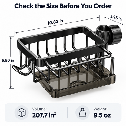 🔥 Special Sale | 360° Rotating Sink Organizer Rack with Drip Tray, Stainless Steel Faucet Sponge Holder for Kitchen & Bathroom, Scrubbers, Soap & Brushes