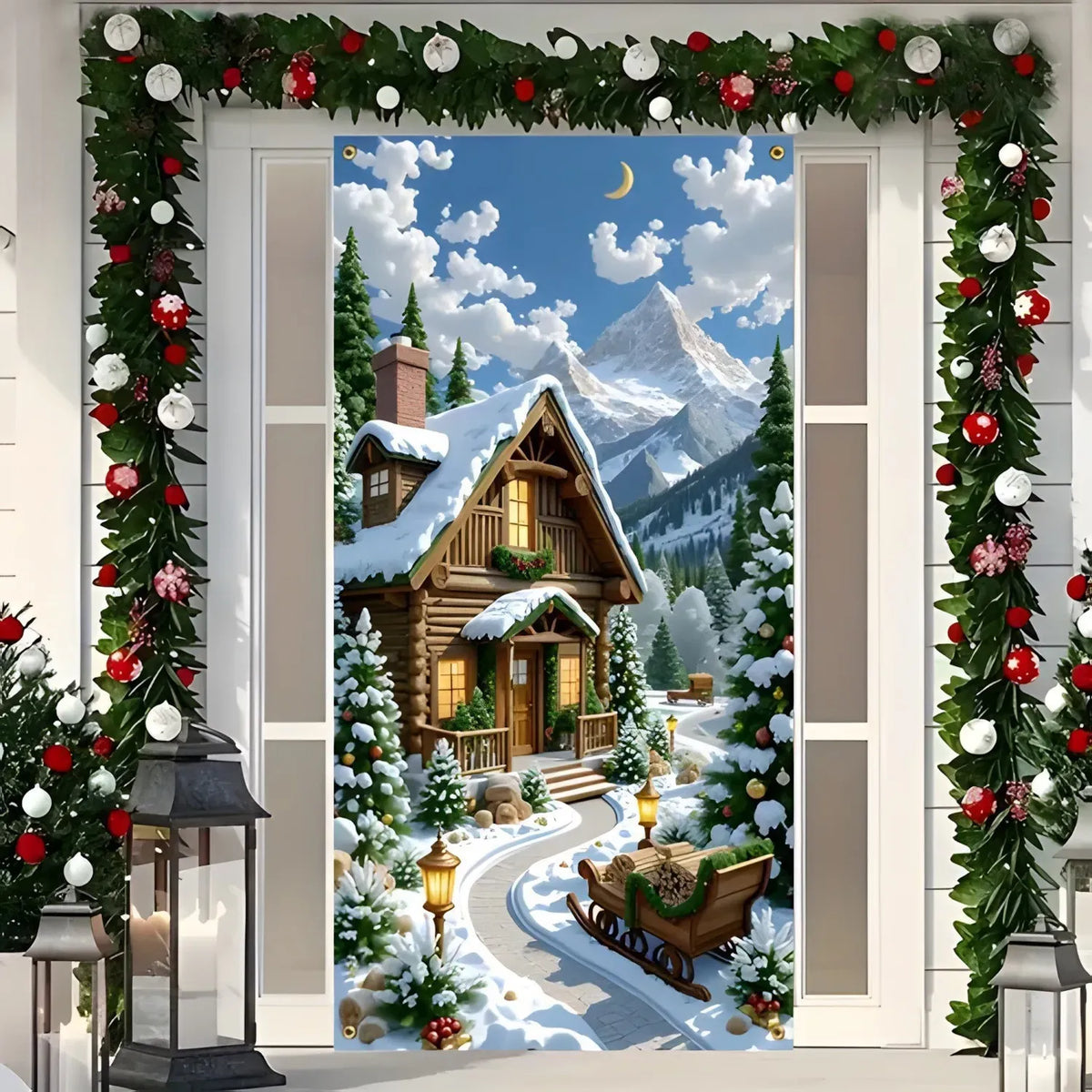 ✨⏳Only $11.99 Last Day Promotion🎄Christmas Santa Door Cover - Front Door Banner Decoration for Winter Holiday Supply✨