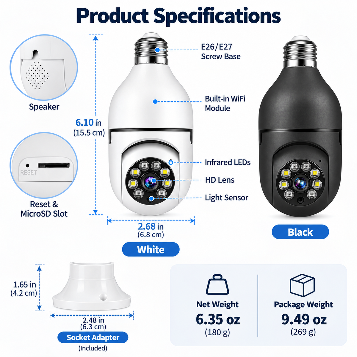 🔥 Limited-Time Sale | Light Bulb Security Camera – Easy Screw-In Installation, 360° Pan & Tilt, Night Vision, Motion Alerts & Two-Way Audio