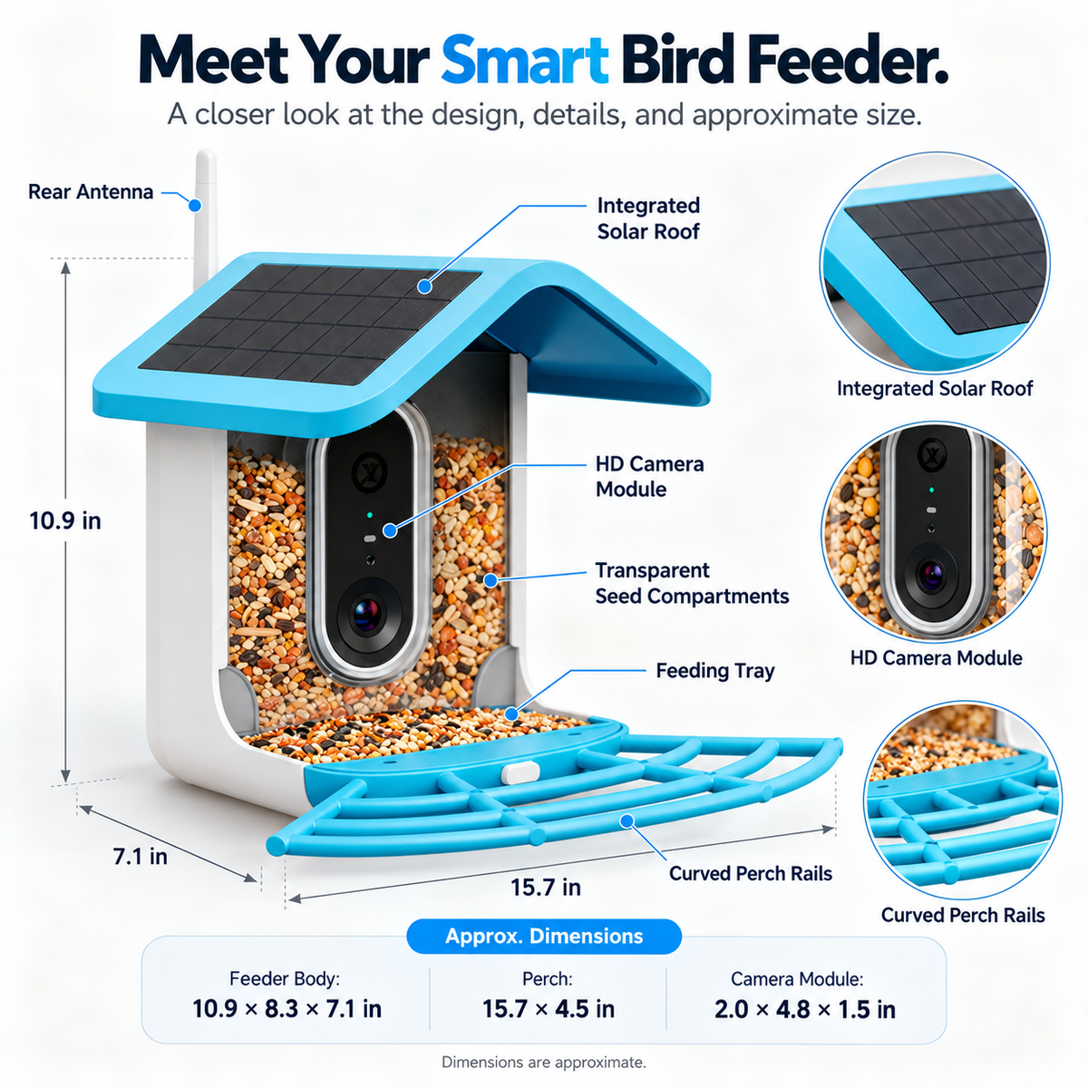 🔥Limited Time 50% OFF🦜Smart Bird Feeder - AI Bird Recognition, High-Definition Camera Monitor, Solar-Powered Pet Feeder
