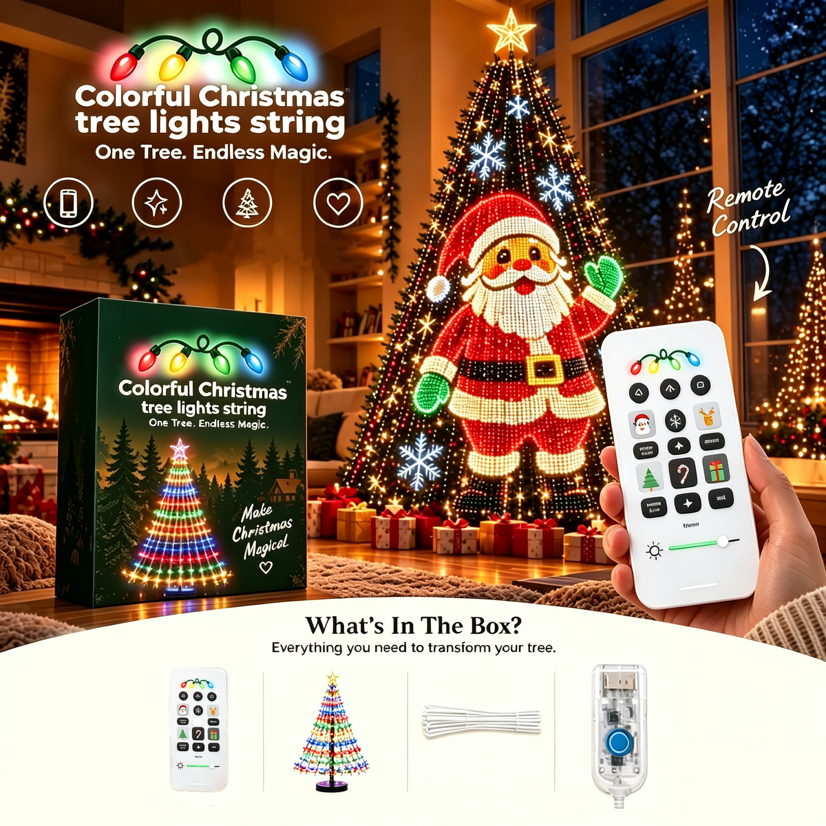 ⏰49% OFF🎄Upgrade Your Tree With Animated Christmas Magic!🎅✨Lighted Tree Pro - Smart DIY App-Controlled LED Christmas Tree Lights with Custom Holiday Patterns
