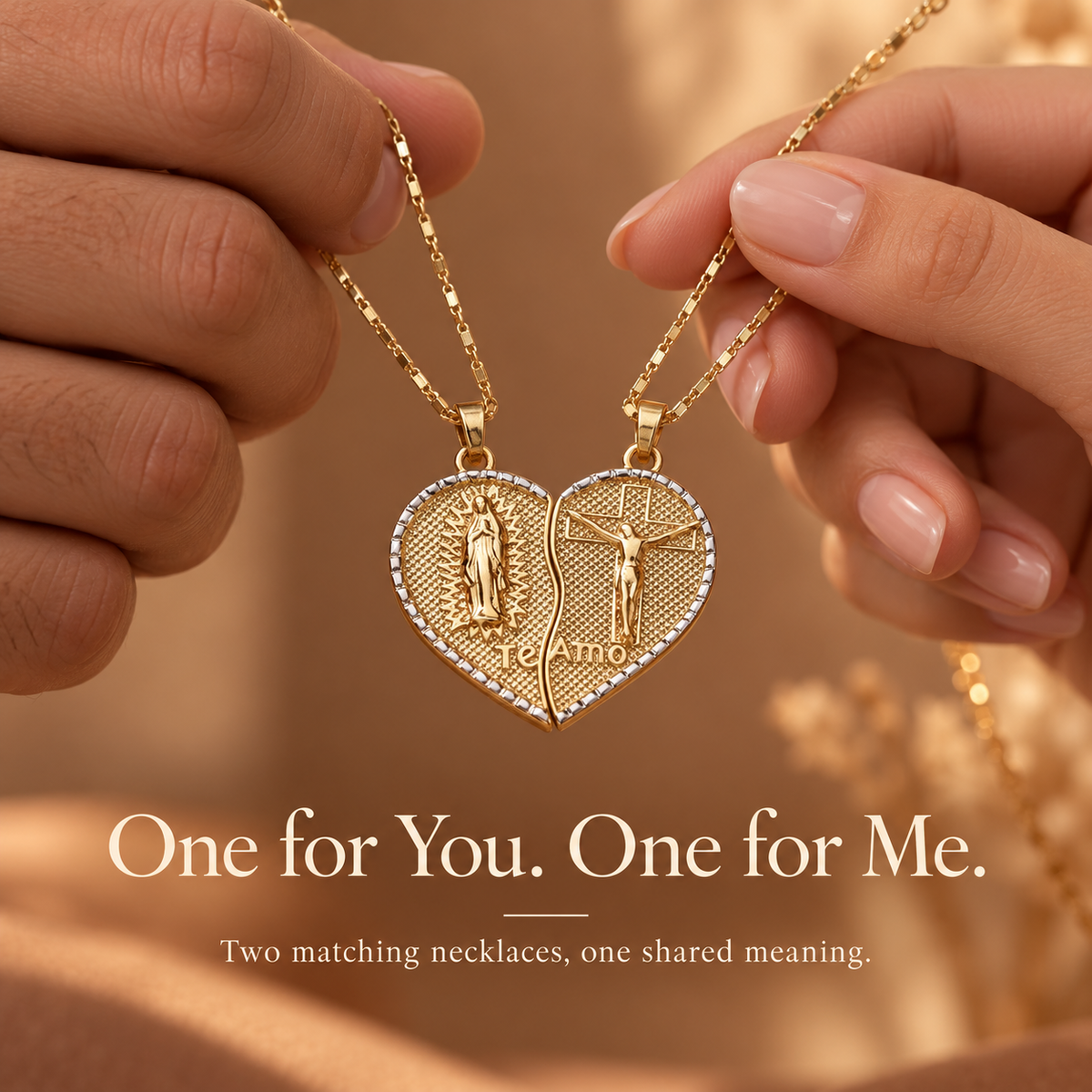 🔥 Limited Time Offer  2PC 18K  Split Heart Necklace Set✨ Split Heart Design, Gift-Ready for Two